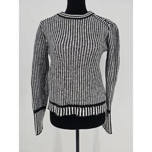 & Other Stories Wool Blend Sweater Small Black And White Puff Sleeve